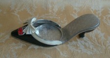 Vintage Partylight Candle Holder ~ Black Enamel Metal High Heel Shoe picture