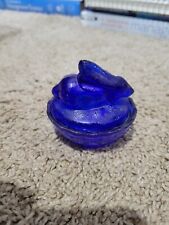 Vintage Antique Small Cobalt Blue Bunny Rabbit Dish 2 Inches picture