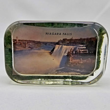 VTG Niagara Falls Scene Glass Paperweight MCM Collectible Souvenir Mid-Century picture