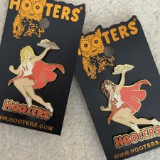 Hooters Enamel Pin Collector Enamel Sexy Blonde Brunette Restaurants SUPERHERO picture