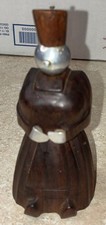 VTG French Figural Carved Wood/Metal - Peugeot Freres Pepper Mill Grinder picture