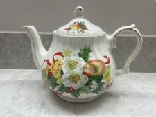 VTG Windsor Sadler Holly Berry Swirl Teapot with Gold Trim Old Marking picture