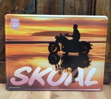 Vtg 1992 Skoal Chewing Tobacco Store Metal Sign 18x14 Motorcycle Sunset  picture