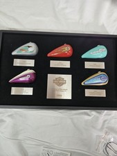 Harley Davidson Tanks 2005 Mini Gas Tank Set in Shadow Box Glass Display Case picture