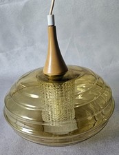 HELENA TYNELL AMBER GLASS PENDANT LAMP MID CENTURY SCANDINAVIAN FLYGSFORS 1960s. picture