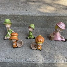 VTG 1970s Ceramic Smiling Children Figurines Kitchen Table Decor picture