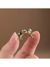1pc Vintage Brass Frog Figurine Antique Toad Statue Home Office Desk Decor picture