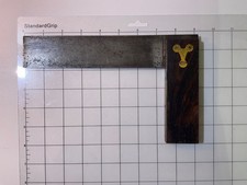 Antique Inlaid Brass and Rosewood Carpenter's Try Square Carpentry Wood Tool picture