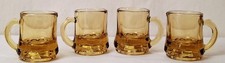 Vintage Federal Amber Glasses Mini Beer Mug Shot Glass  2” Marked F Lot Of 4 picture