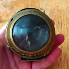 ANTIQUE BRASS WHALE OIL TRAVEL HAND LANTERN LAMP picture