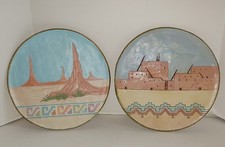 Vintage Southwestern Wall Art Chalkware Pueblo Hand Painted Signed M.B Numbered picture