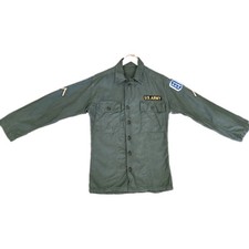 Vtg 1950s US Army OG-107 Utility Shirt 4th Army Patch PFC Military Uniform Sz Sm picture