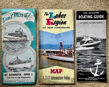 3 Vintage Lake Winnipesaukee Brochures: Info Map, Boating Guide, MT Washington picture