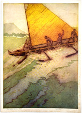 1947 ROYAL HAWAIIAN HOTEL vintage dinner menu JOHN KELLY COVER Outrigger Canoe picture