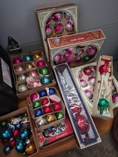 Lot 100+ Vintage Christmas Ornaments Glass Shiny Brite Bulbs, 3 Tree Toppers picture