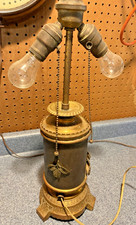 VINTAGE ANTIQUE BRADLEY & HUBBARD BRONZE LAMP BASE/ SIGNED PAPER LABEL WORKS picture