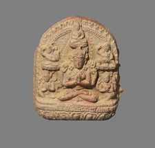 Real Nice Tibet 1500s Old Clay Tsa Tsa Buddha Statue Avalokitesvara Bodhisattva picture