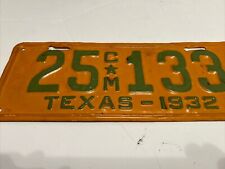 1932 TEXAS Original TRUCK LICENSE PLATE Commercial Motor  1 Pc picture