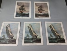 Bluenose And Mayflower Prints Nautical Historic Lot Of 5.  2 Mayflower & 3... picture