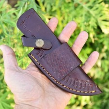 CUSTOM HANDMADE ENGRAVED LEATHER KNIFE SHEATH FIXED BLADE HOLSTER X330 picture