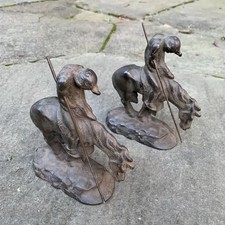 Antique “End of the Trail” Native American Bookends – Cast Iron Heavy picture