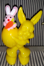 LOT OF 2 SET VTG EASTER ROSBRO BUNNY RABBIT PLASTIC CANDY HOLDER & PINK BUNNY picture