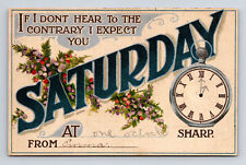 Day of Week Appointment Expect You Saturday Clock Flowers Postcard picture