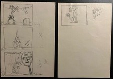 RARE DISNEY RELUCTANT DRAGON ORIGINAL STORY SKETCH DRAWINGS 1941 BY T. HEE picture