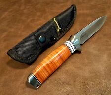 Browning Stacked Leather Fixed Blade Hunting Camping Fixed Blade Knife w/Sheath picture