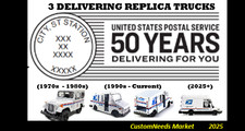 50 Years of USPS Delivering Mail Carrier Replica 3 Trucks (50% Shipping Cost) picture