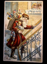 Santa Clauswith USA Flag Toys~Children  1908 ~Patriotic Christmas Postcard~s547 picture