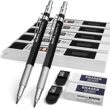 Nicpro 2mm Metal Mechanical Pencil Set, 2PCS Lead Holder 2.0 mm 2 Pack, Black picture
