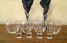 Courvoisier Glassware Lot of 10 Tumblers Shot Glasses Blue Martini Glasses #4501 picture