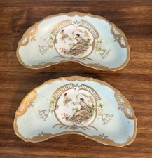 Pair of 2  Vintage Lenwile Ardalt Hand Painted Porcelain Trinket Dishes - 7.25