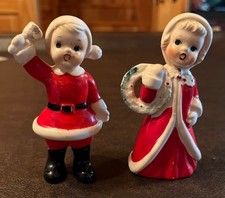 VTG 50s Napco Japan Christmas Carolers Girl Boy Salt N Pepper Shaker Winter CUTE picture