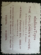 Rare 1889 Ticket Stub “Indian Tepe” Jersey City Children’s Home Benefit picture