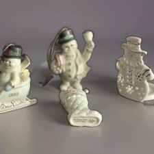 Lot Of (4) Lenox Porcelain Snowman & Stocking Ornaments Christmas Ornaments picture