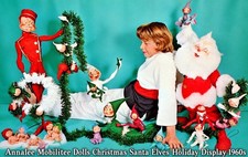 Annalee Mobilitee Dolls Christmas Santa Elves Holiday Display 1960 Fridge Magnet picture
