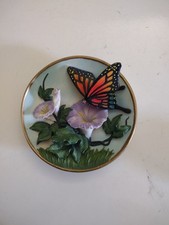 Cadona 1999 Butterfly Floral Decorative Plate 3D Purple Flowers 6