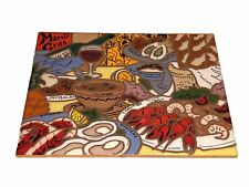 Vintage Hand Painted Large Tiles  Mardi Gras Theme Trivet 10” X  8” picture