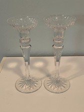 Vintage Pair Atlantis Georgian Cut Crystal Candlesticks 8-inches picture