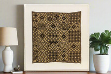 Antique Kuba People Framed Textile picture