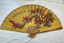 Vintage Asian Decorative Bamboo WALL FAN - Large Folding Floral Design 62