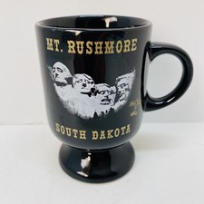 Vtg South Dakota Black Souvenir Footed Coffee Mug Cup MT Rushmore, Wall Drug picture