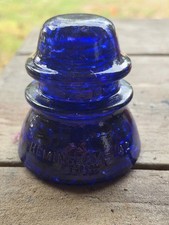 Hemingray 42 Crackle Glass Insulator Custom Electric Cobalt Blue Art Decor picture