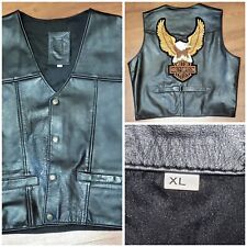 Harley-Davidson Leather Motorcycle Vest XL Huge Back Eagle Hit Til Holland picture