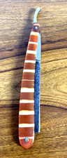 Antique Geneva Straight Razor – USA, early 1900s. Amber celluloid handle picture