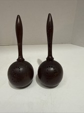 Vintage Wooden Maraca Salt & Pepper Shakers, Mid Century Modern picture