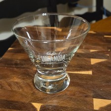 Vintage Finlandia Vodka Stemless Martini Glass Flared Heavy Base Etched Reindeer picture