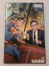 -SIGNED- DAN MORA- Batman Superman Worlds Finest 40 (2025) Stephen Colbert W/COA picture